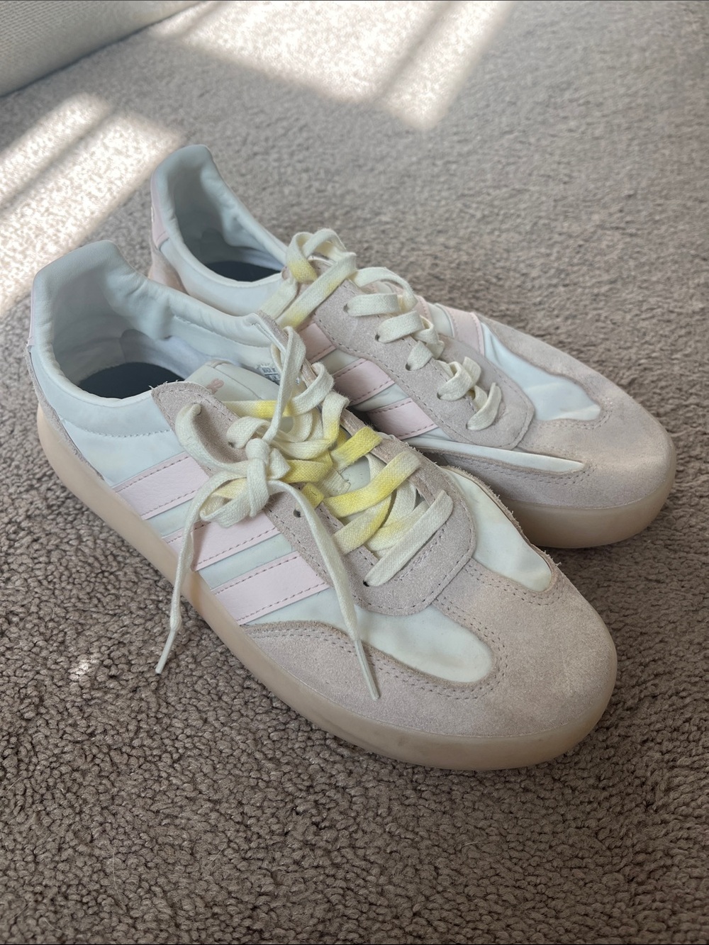 adidas Women's Low-Top Sneakers in Pale Pink, Cream and Yellow